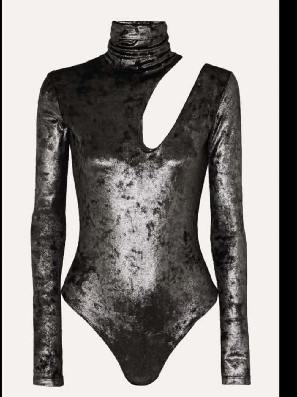 NWOT Alix NYC Cutout Metallic Stretch-Knit Turtleneck Thong Bodysuit